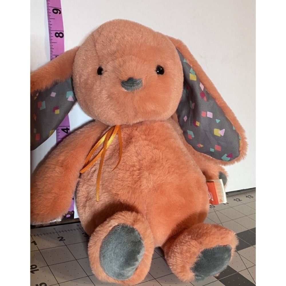 B. Softies Toys Plush Bunny Happyhues Coral Cutie Orange Rabbit Lovey 12" Soft